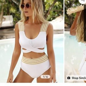 White and Gold Cupshe Bikini NWT